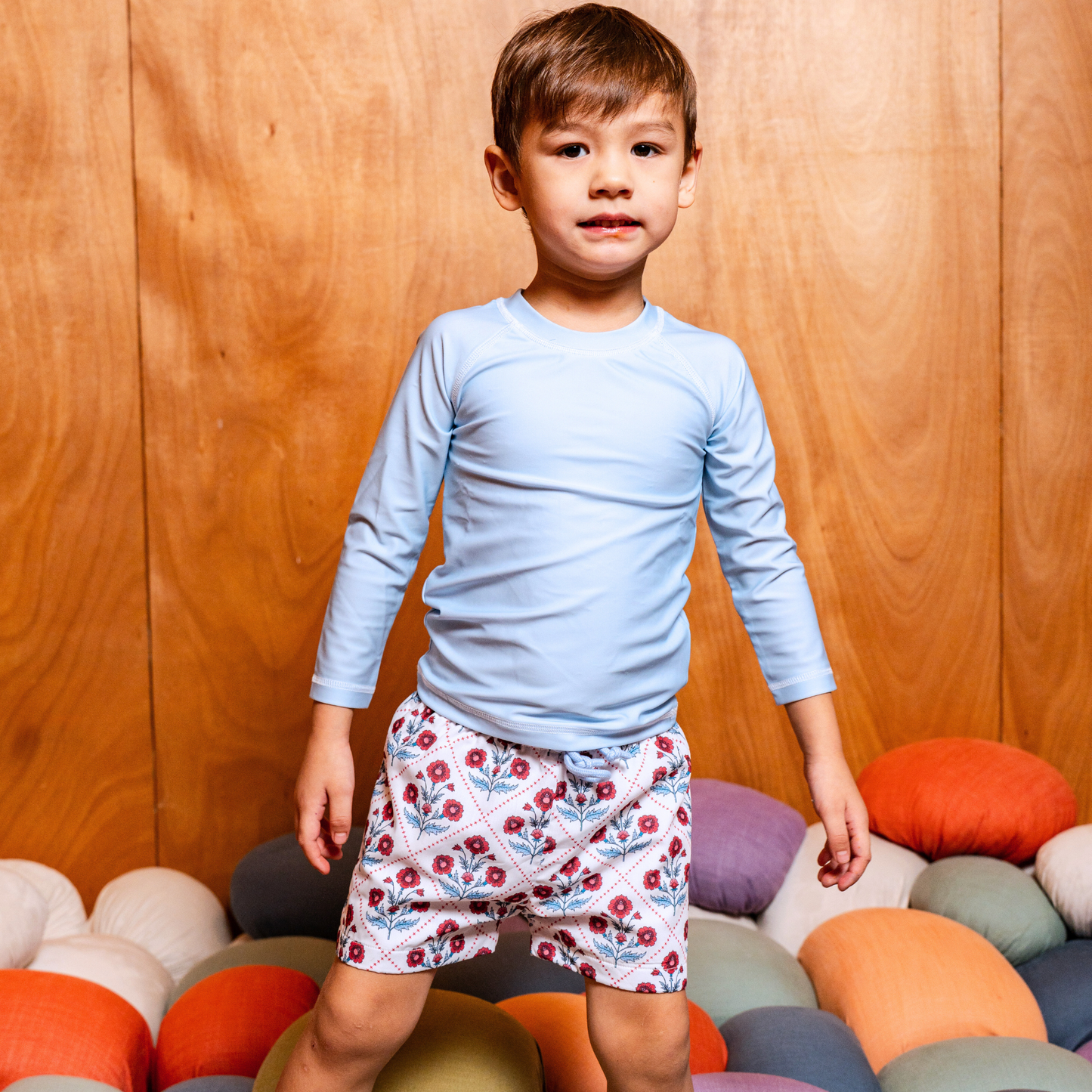 Len Swim Trunks in Poppy Trellis