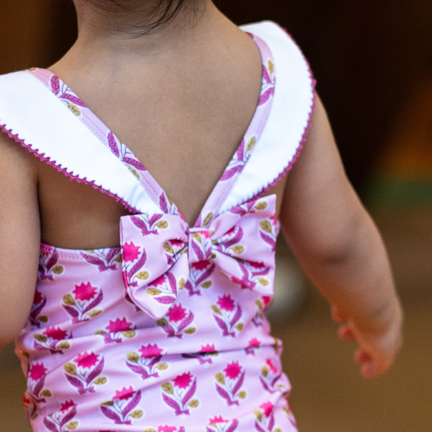 Lucy Collared Swimsuit in Jaipur Pink