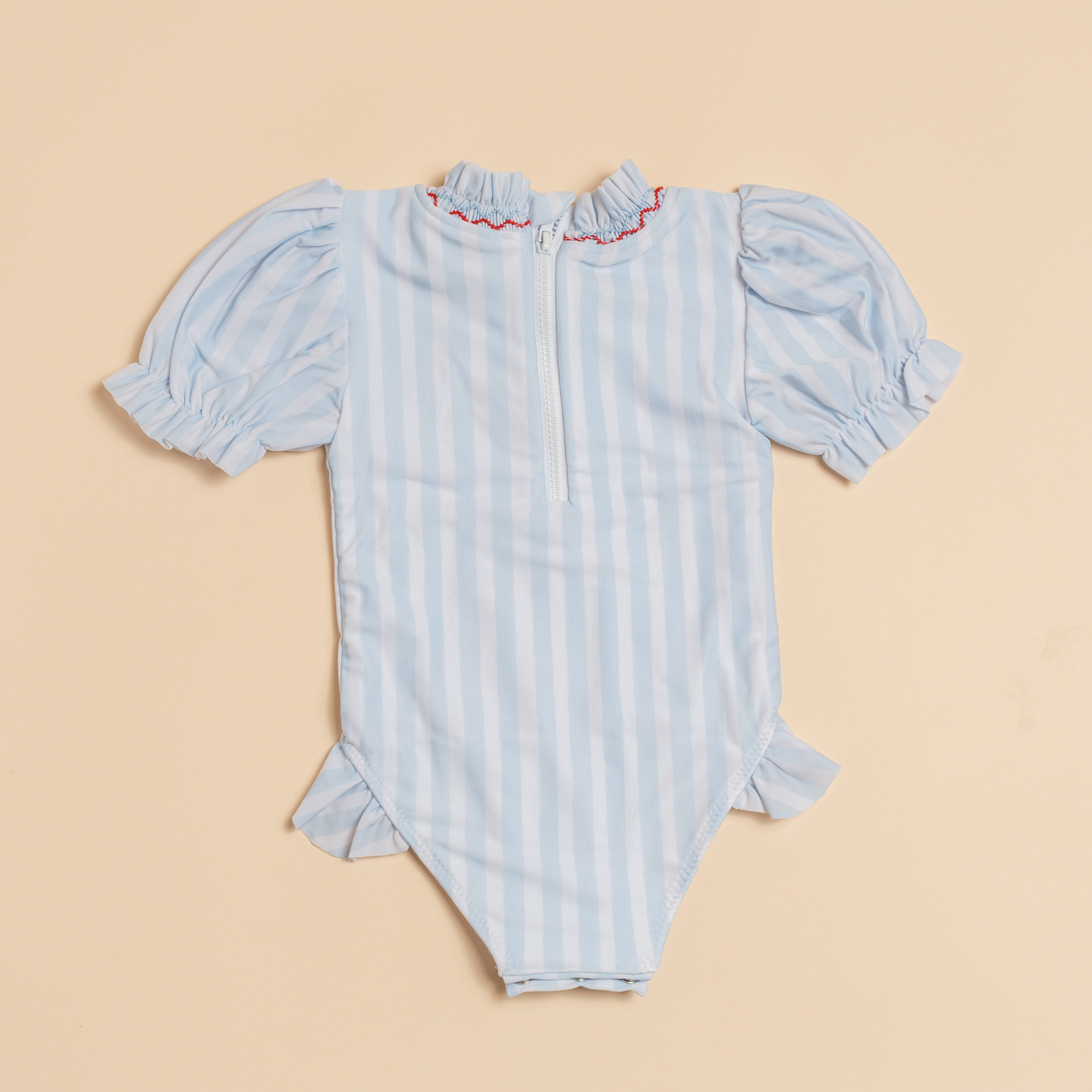 Francesca Ruffle Swimsuit in Blue Stripes