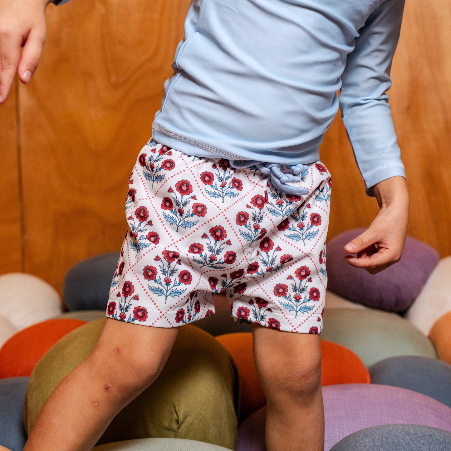 Len Swim Trunks in Poppy Trellis