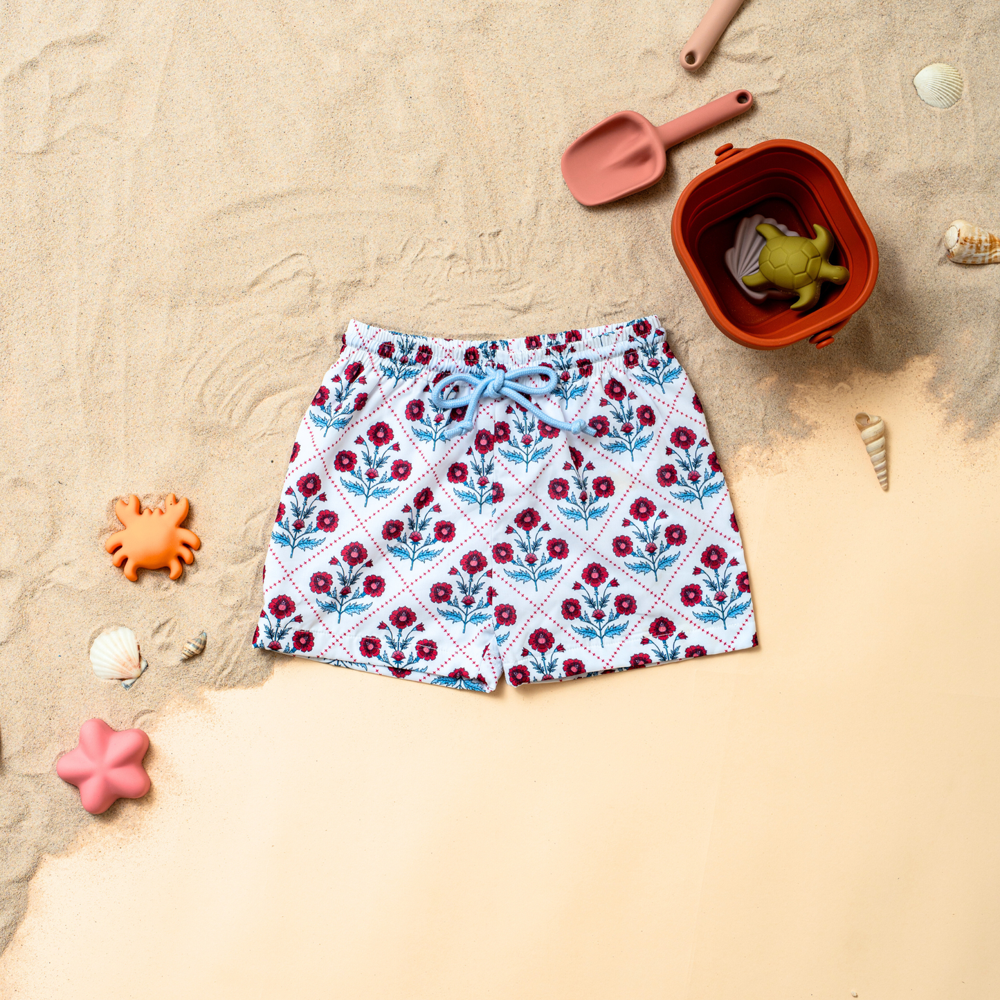 Len Swim Trunks in Poppy Trellis