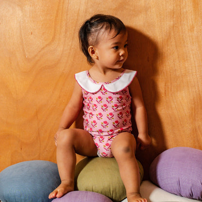 Lucy Collared Swimsuit in Jaipur Pink