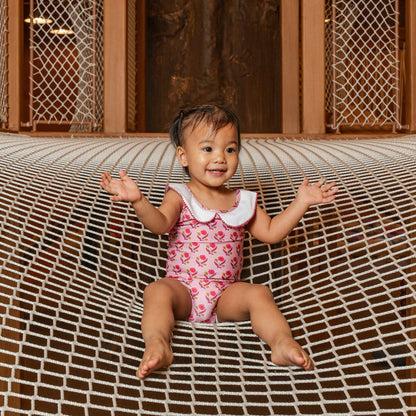 Lucy Collared Swimsuit in Jaipur Pink
