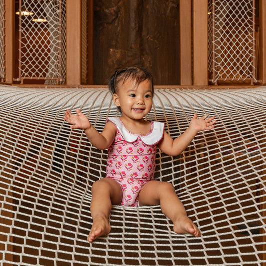 Lucy Collared Swimsuit in Jaipur Pink