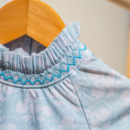 Clara Long-sleeved Swimsuit in Blue Floral