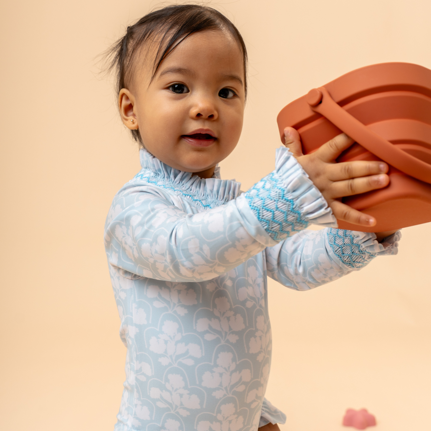 Clara Long-sleeved Swimsuit in Blue Floral