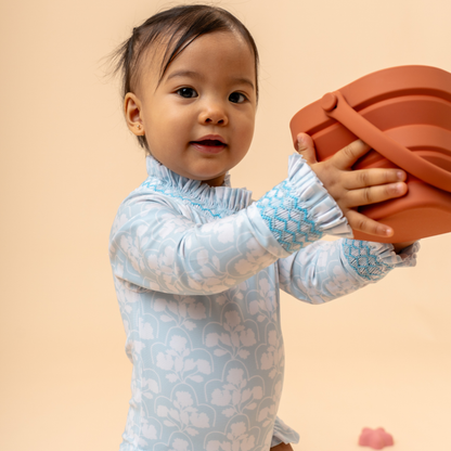 Clara Long-sleeved Swimsuit in Blue Floral