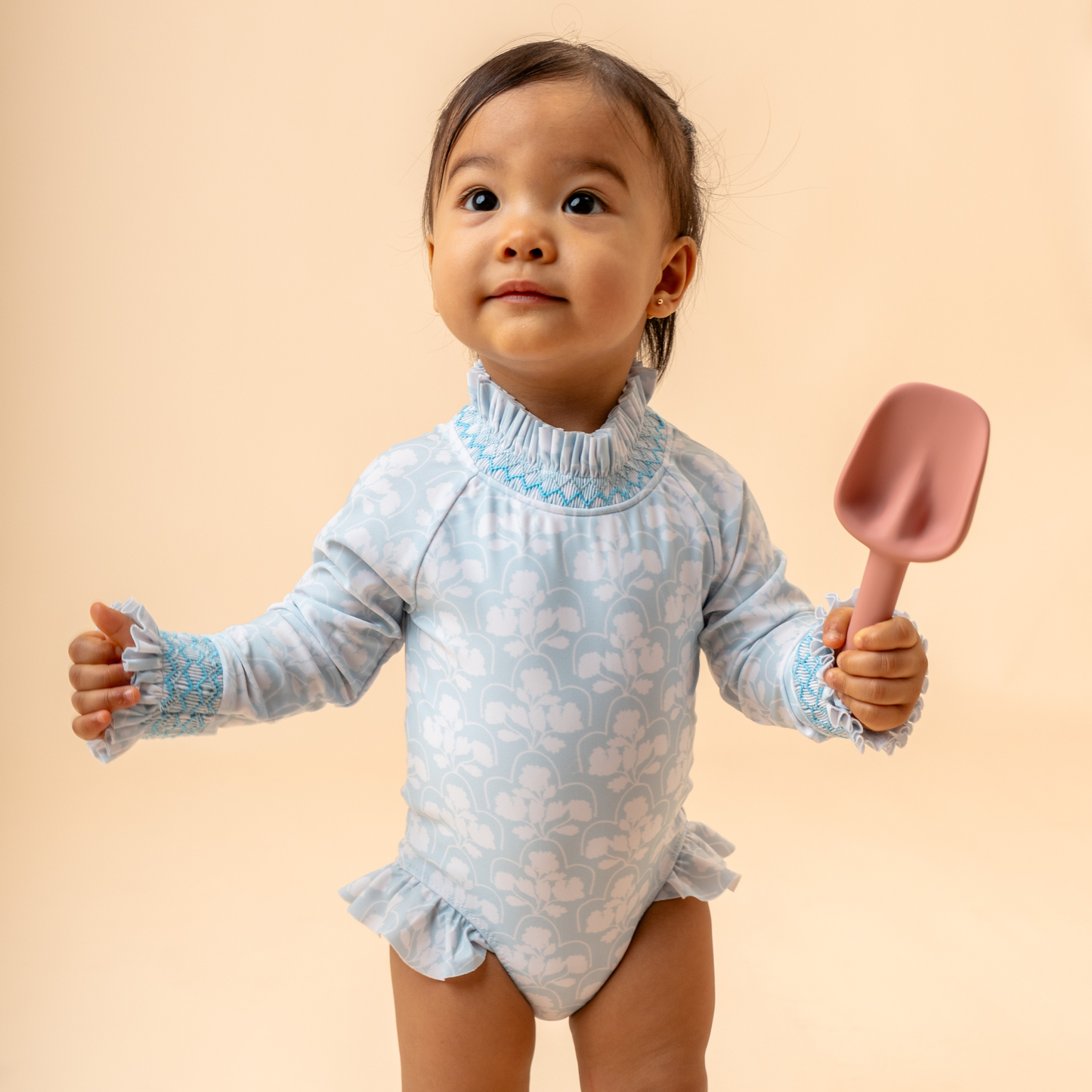 Clara Long-sleeved Swimsuit in Blue Floral