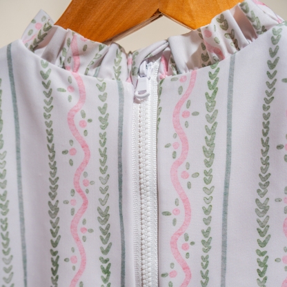 Kena Rashguard Set in Blush and Green Vine