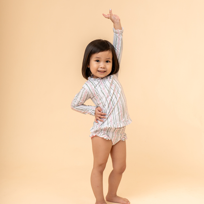 Kena Rashguard Set in Blush and Green Vine