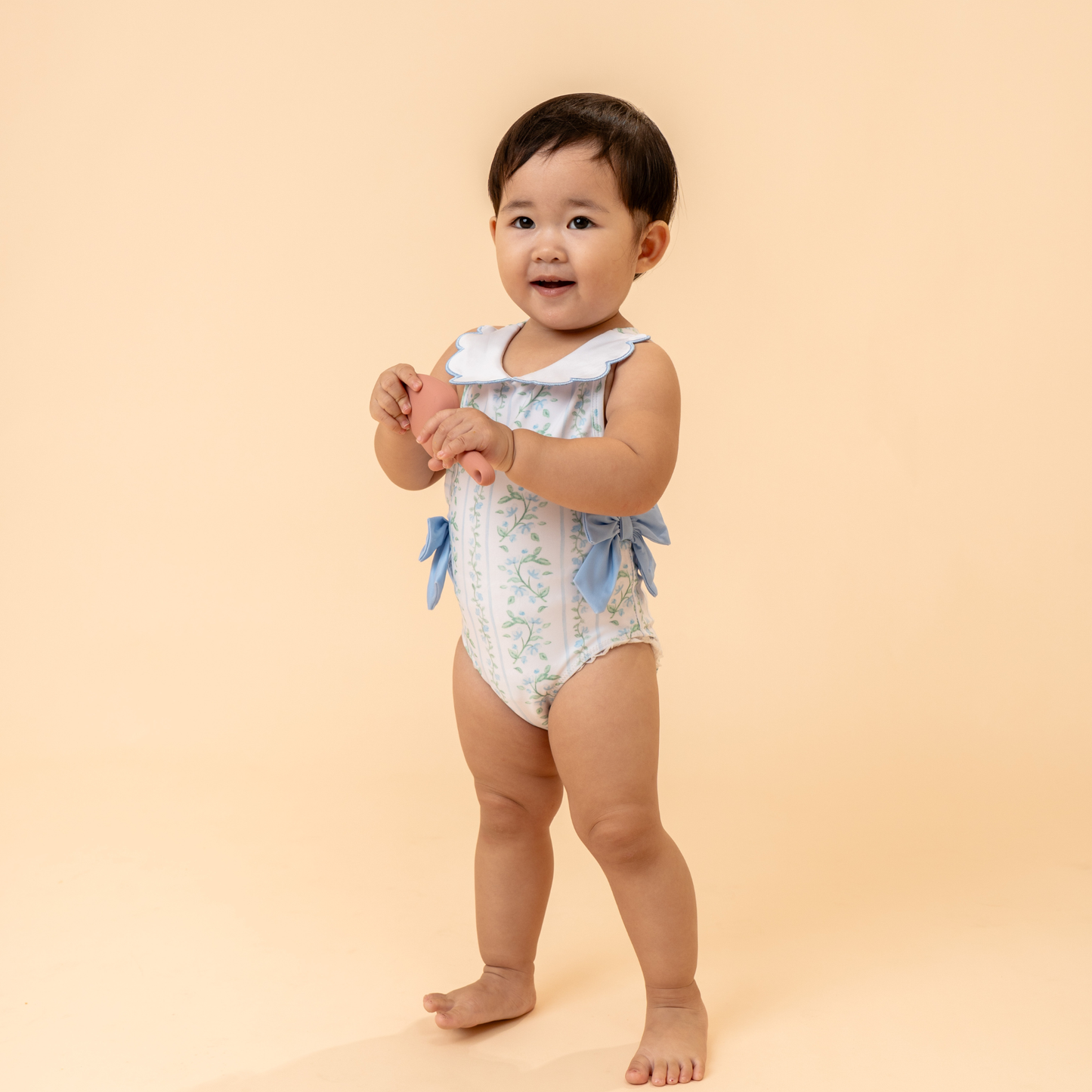 Stefanie Scalloped Swimsuit in Bluebell Stripes
