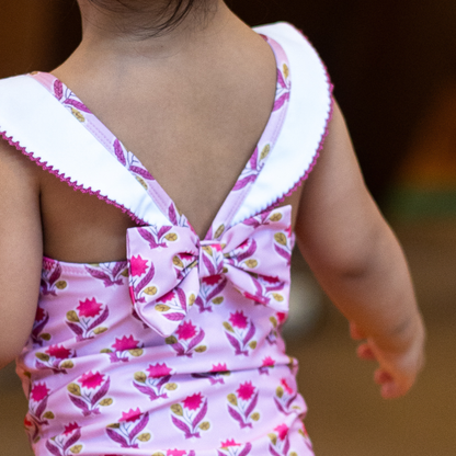 Lucy Collared Swimsuit in Jaipur Pink