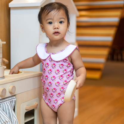 Lucy Collared Swimsuit in Jaipur Pink