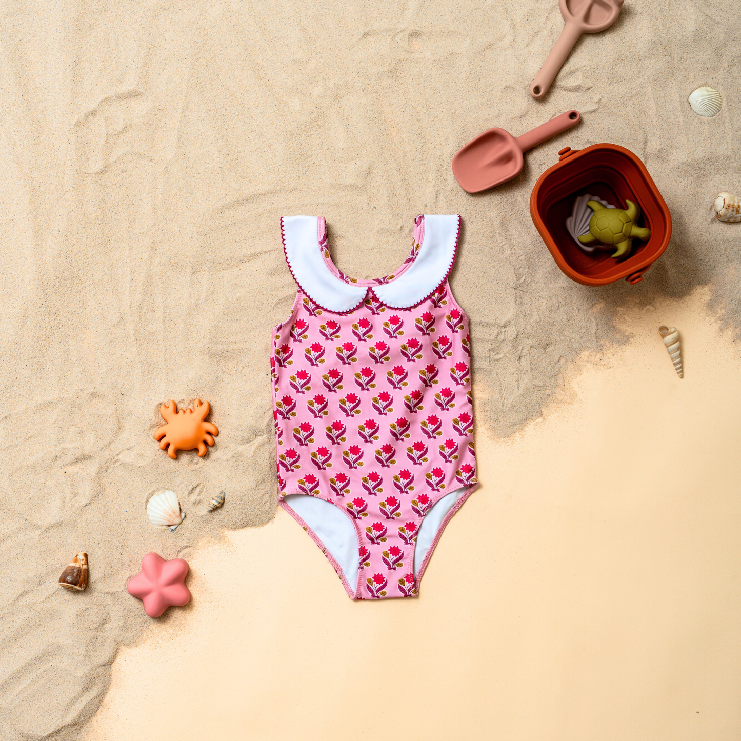 Lucy Collared Swimsuit in Jaipur Pink