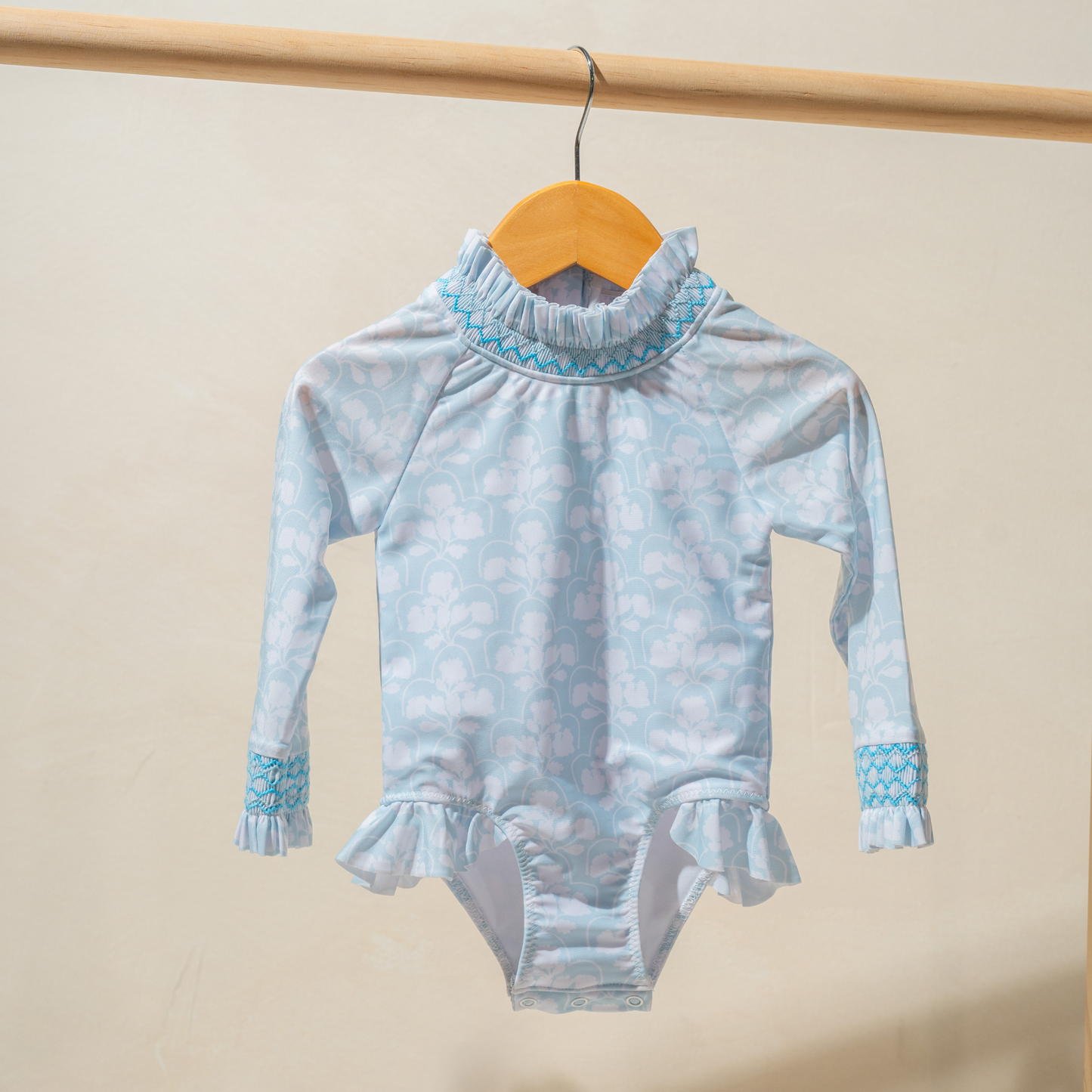 Clara Long-sleeved Swimsuit in Blue Floral