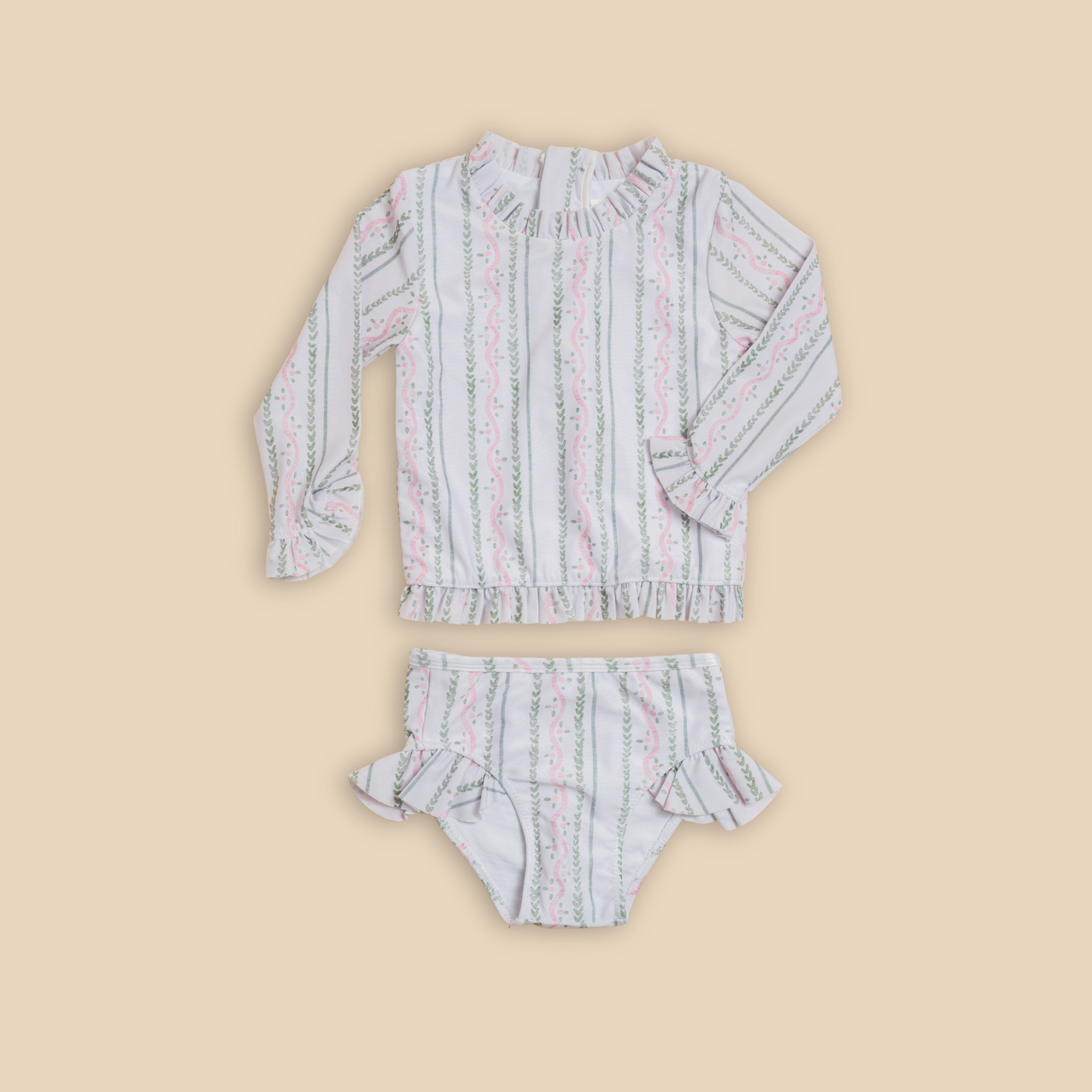 Kena Rashguard Set in Blush and Green Vine