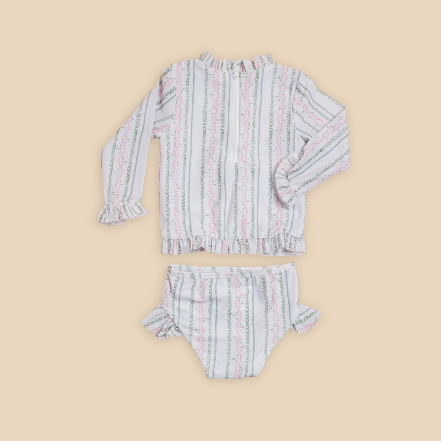 Kena Rashguard Set in Blush and Green Vine